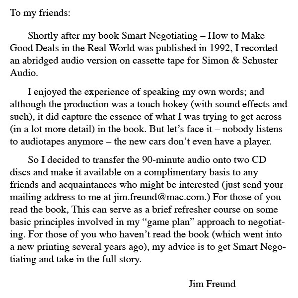 Smart Negotiating: How to Make Good by Freund, James C.